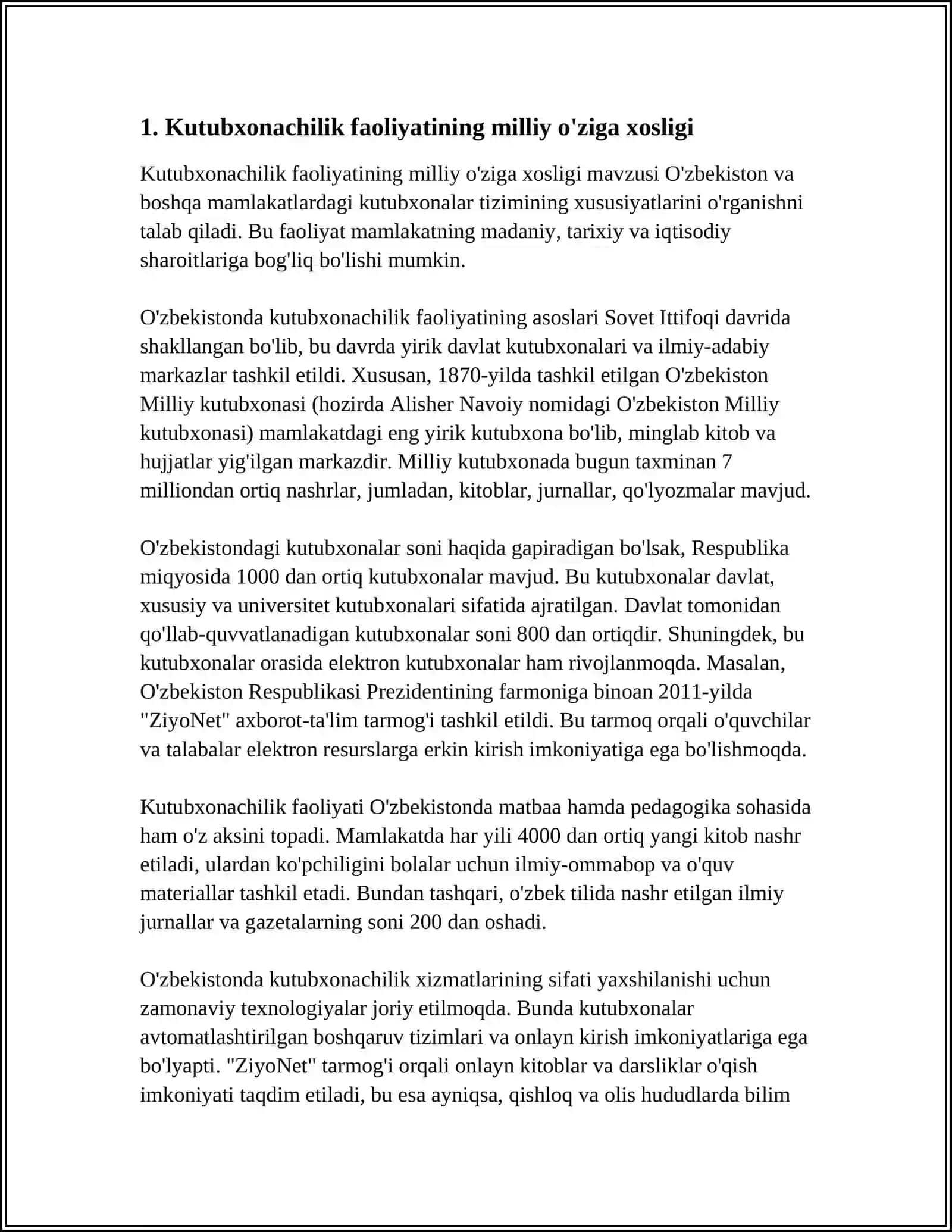 ÓZBEKISTONDA KUTUBXONACHILIK ISHINI TASHKIL ETISHNING XUDUDIY XUSUSIYATLARI 3
