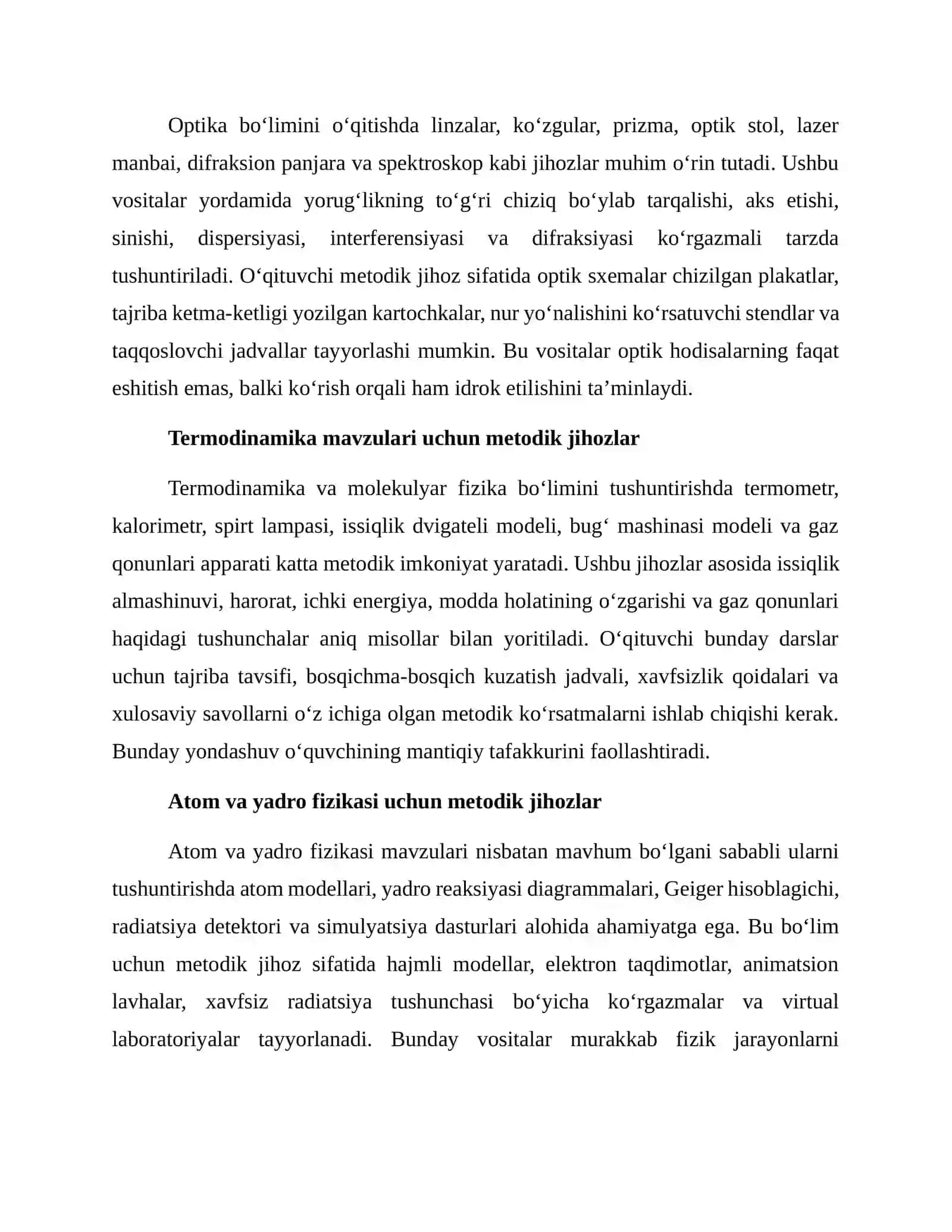 Fizika fanini tushuntirish uchun metodik jihozlar tayyorlash 3