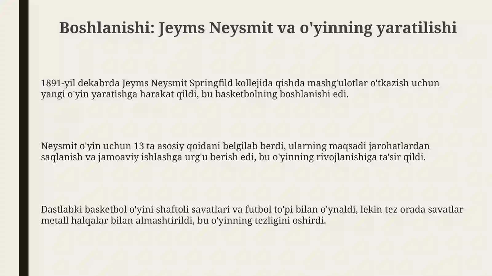 Basketbol sport turining kelib chiqishi va rivojlanish 3