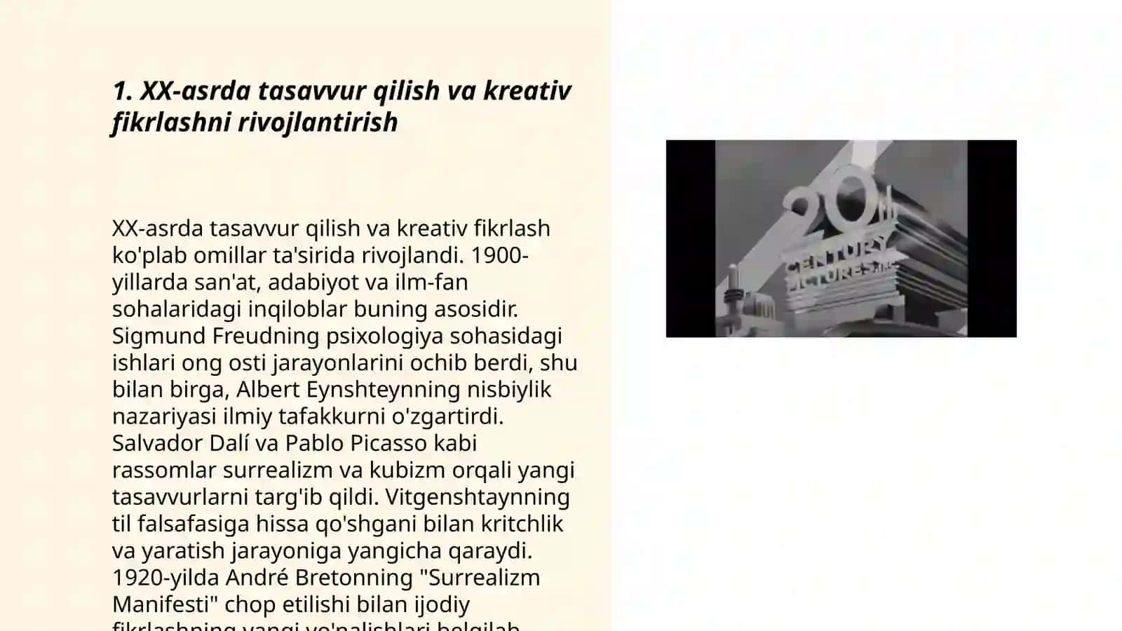 XX-asr kònikmalarini shakllantirish yòllari.Fikrlashni baholash 3