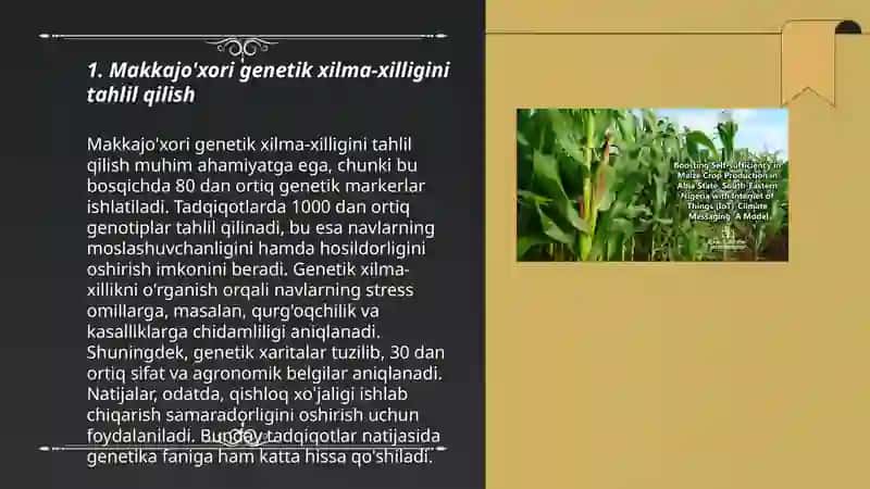 Makkajo'xori (Zea Mays L) o'simligini genetik xilma-xilligini mikrosatellit vakillari yordamida o'rganish 3