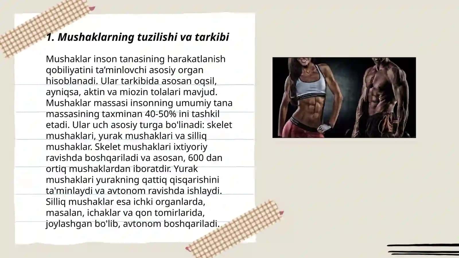 Mushaklarning ishi va biomexanikasi. Lesgaft mushaklar togrisidagi talimoti 3
