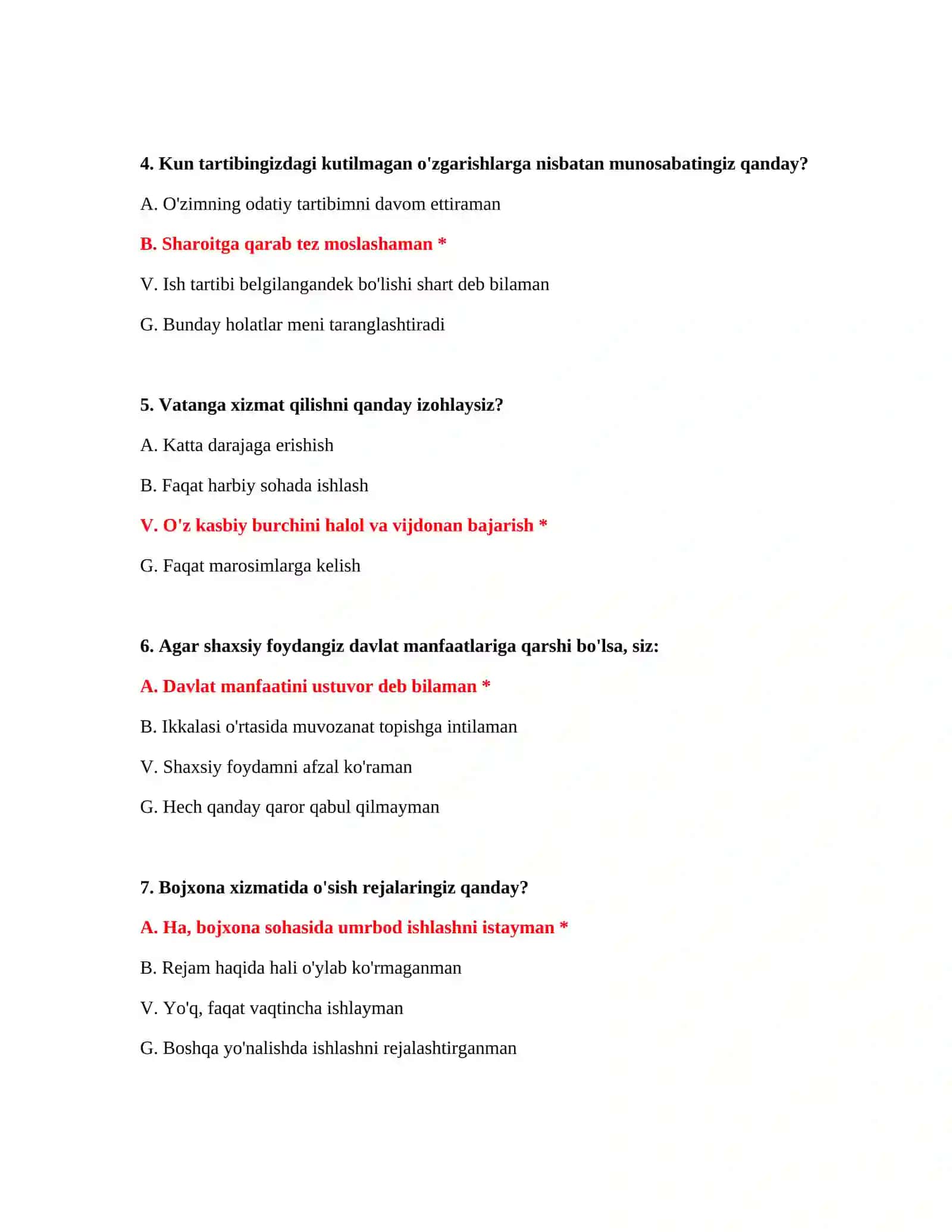 Bojxona rejimlari bo‘yicha testlar 3