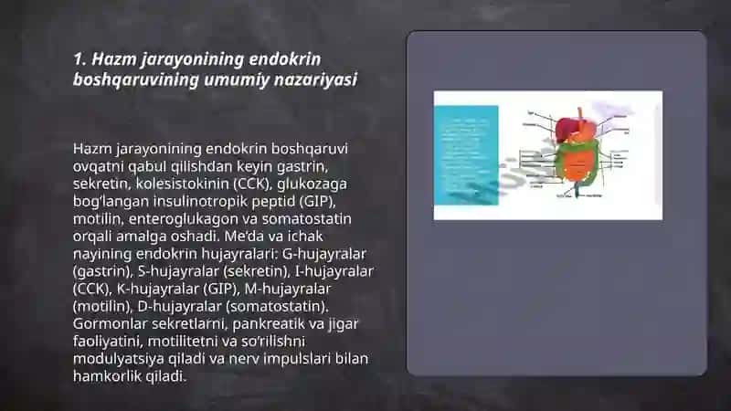 Hazmlanish jarayonining endokrin boshqariluvchi 3