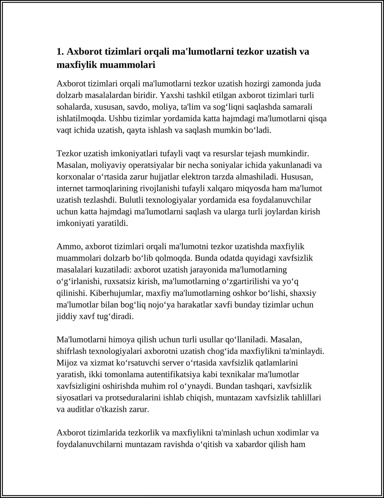 AXBOROT TIZIMLARI VA AXBOROT TEXNALOGIYALARI AFZALLIKLARI VA KAMCHILIKLARI 3