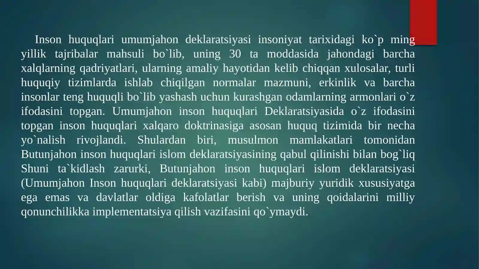 Islomda inson huquqlari himoyasi, ijtimoiy tenglik adolat va tolerantlik 3