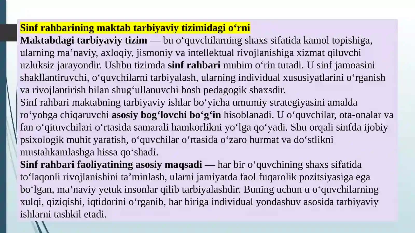 Maktabdagi tarbiyaviy ishlar tizimida sinf rahbari ishini takomillashtirish 3
