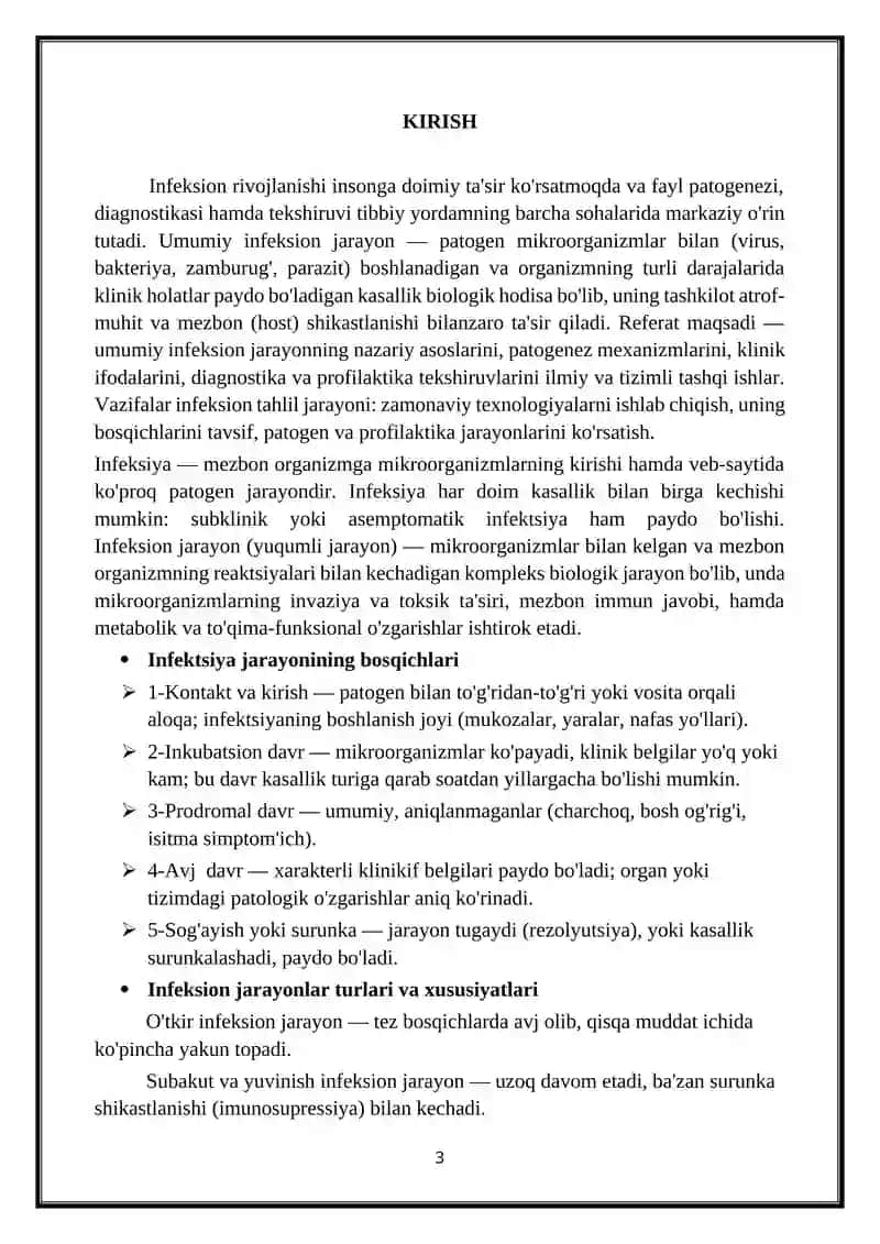 Umumiy infeksion jarayon haqida tushuncha. 3