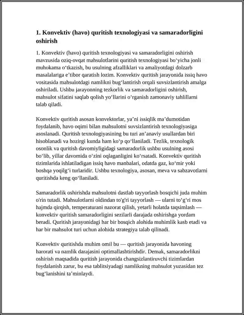 OZIQ-OVQAT MAHSULOTLARINI QURITISH TEXNALOGIYASI: USULLARI VA SAMARADORLIGI 3