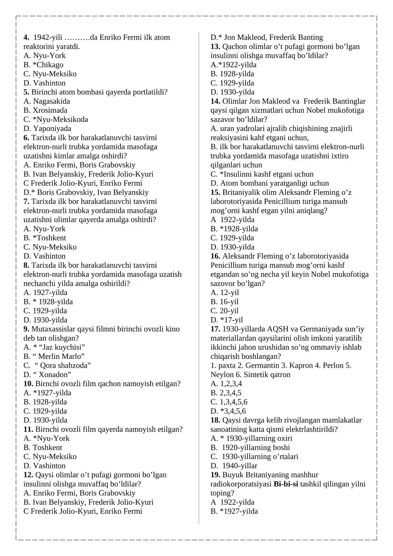 10-sinf jahon tarixi 2017-yil darslik asosida mavzulashgan test savollari 3