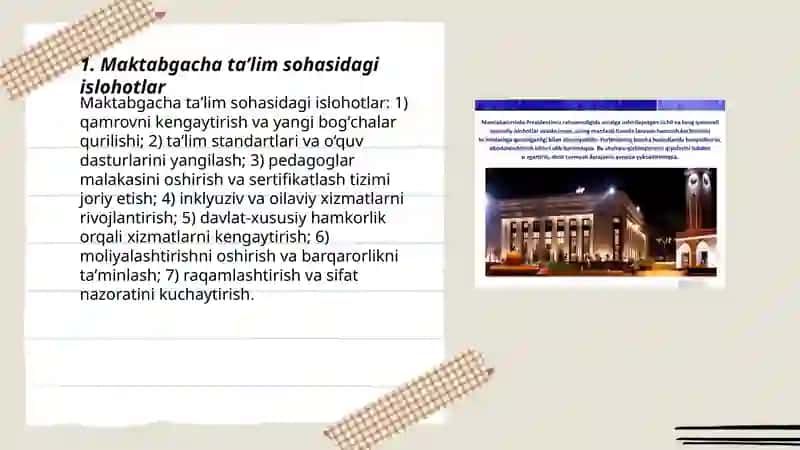 Maktabgacha taʼlim sohasidagi islohotlar 3