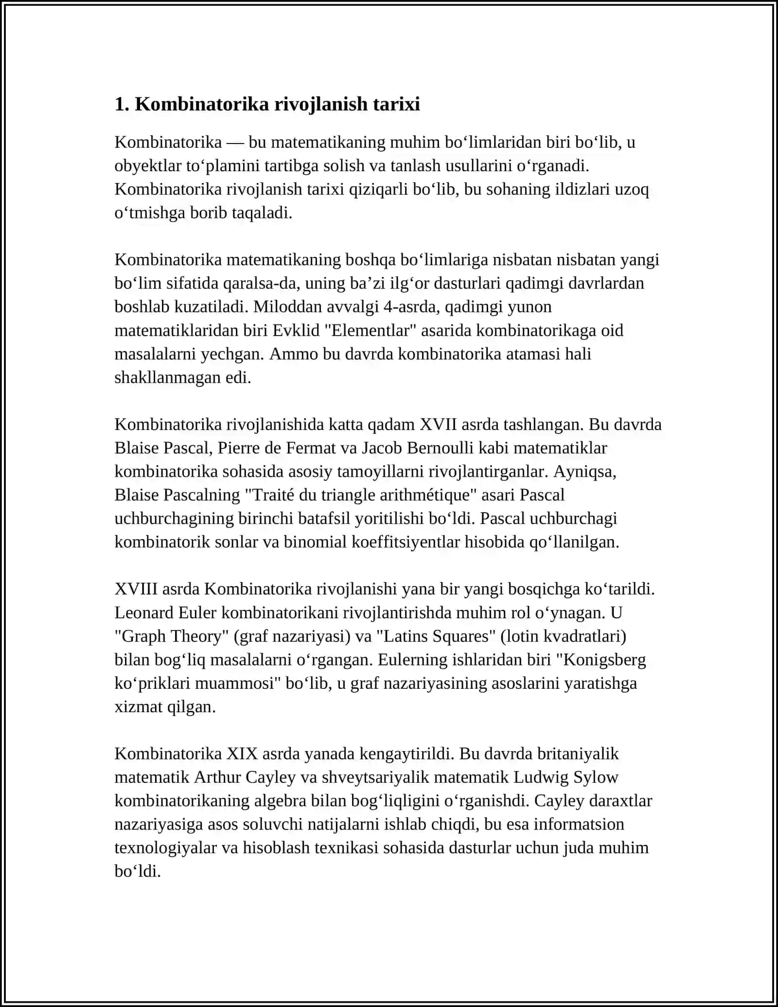 KOMBINATORIKA FANI RIVOJLANISH TARIXI 3
