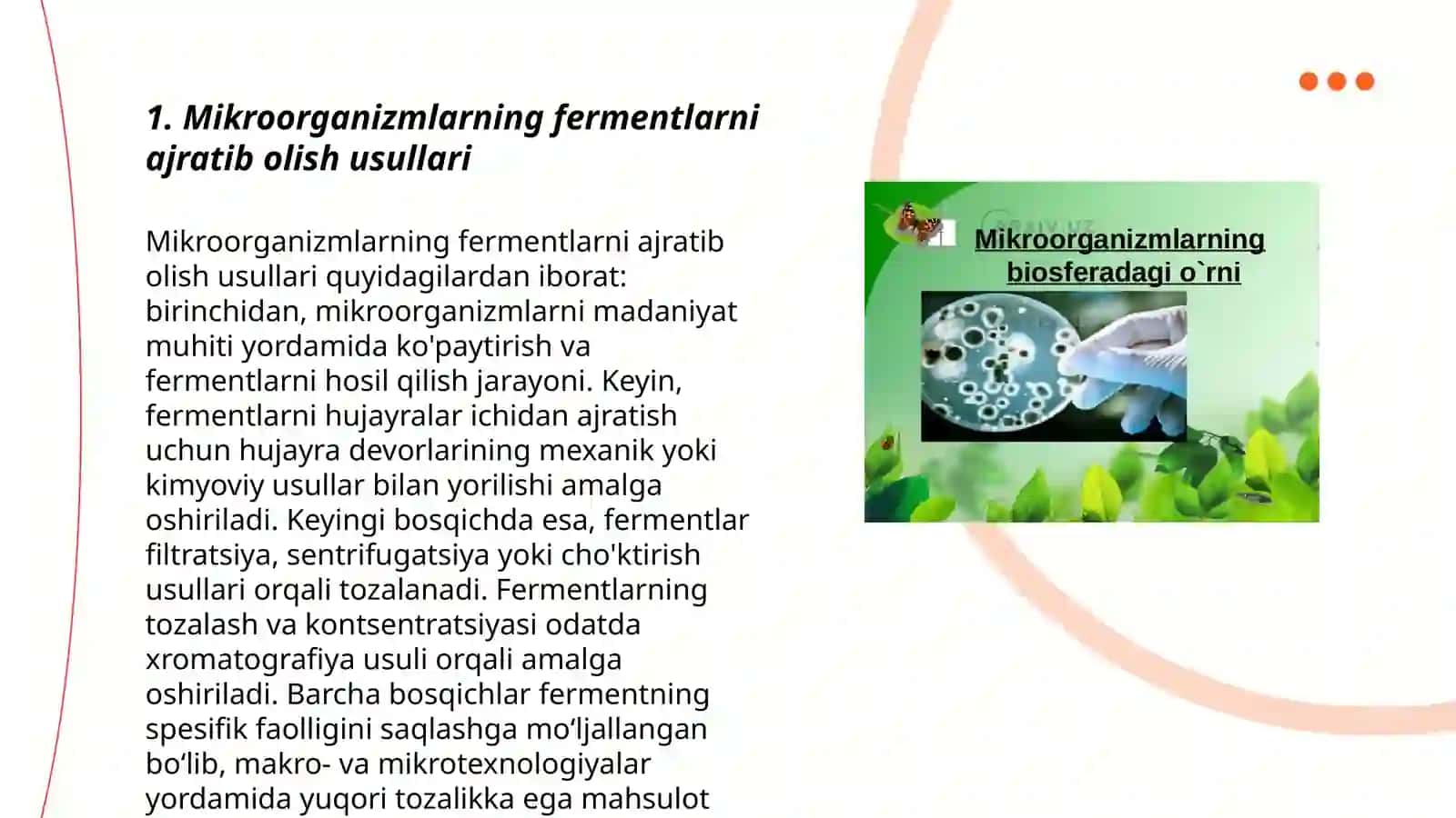 Mikroorganizmlarning fermentlarni ajratib olish usullari 3