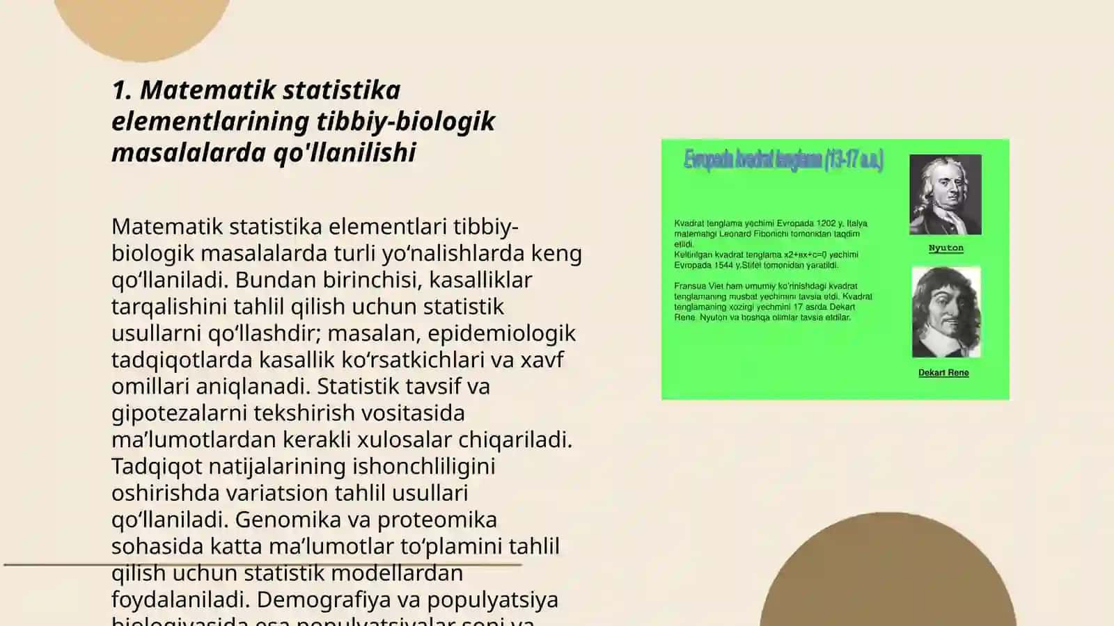 Tibbiy-biologik masalalar matematik modellashtirish 3