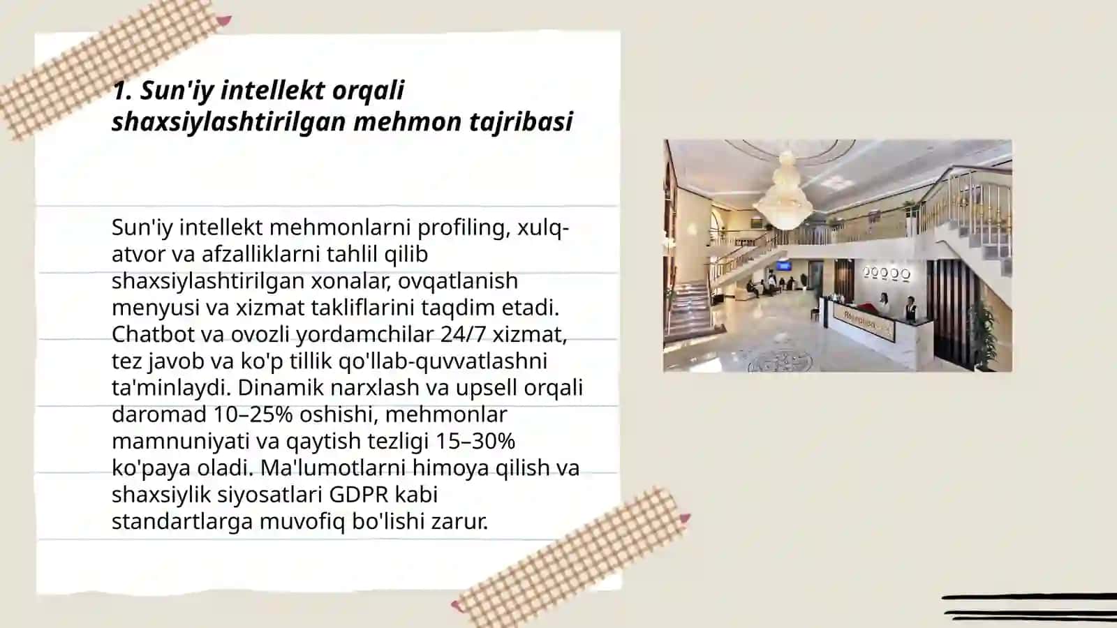 Sun'iy intellekt orqali shaxsiylashtirilgan mehmon tajribasi 3