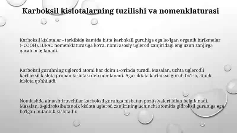 Karbon kislotalar va ularning xossalari 3