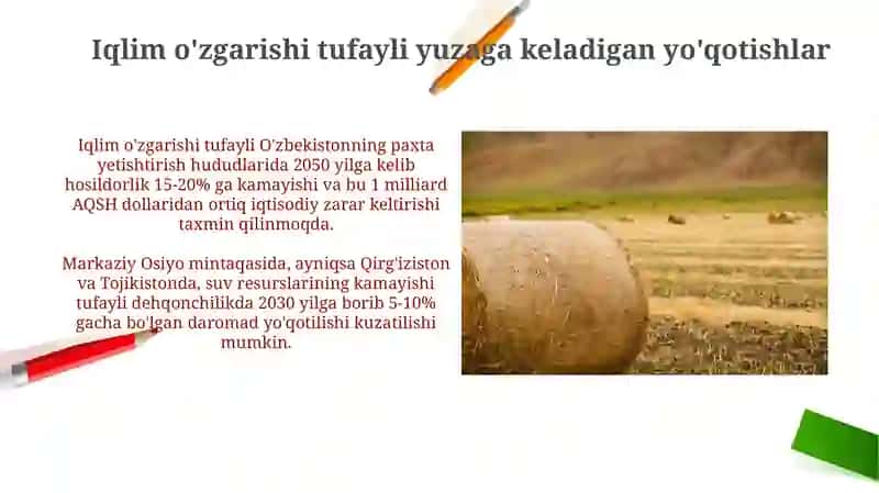 Iqlim o'zgarishining qishloq xo'jaligiga tasirini iqtisodiy baholash 3