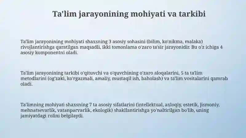 Ta'lim jarayonining mohiyati va tarkibi 3