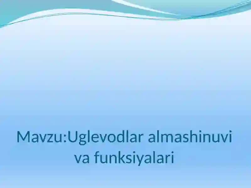 Uglevodlar almashinuvi va funksiyalari 3