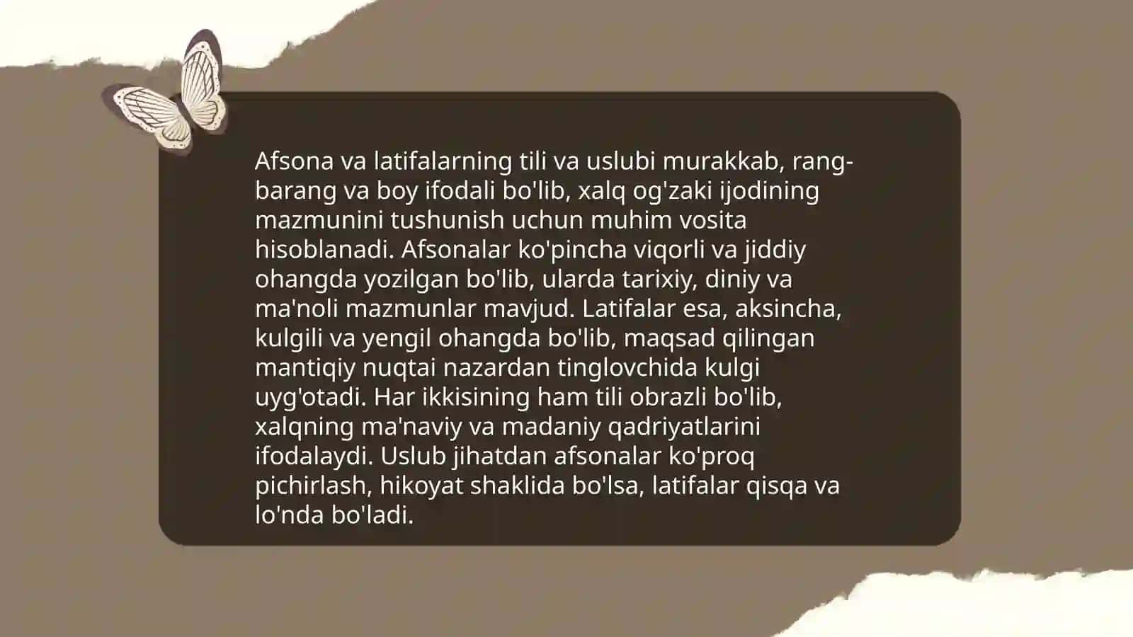 Afsona naql va latifalarning voqelikni aks ettirishdagi farqi va assotsiativ maʼnolarini yoritib bering 3