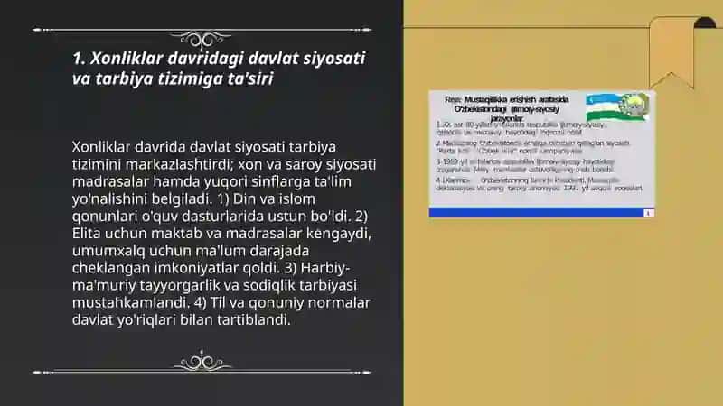 Xonliklar davridagi ijtimoiy siyosiy muhitning tarbiyaga tasiri 3