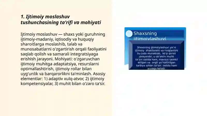 Ijtimoiy moslashuv tushunchasi va uning mazmuni 3