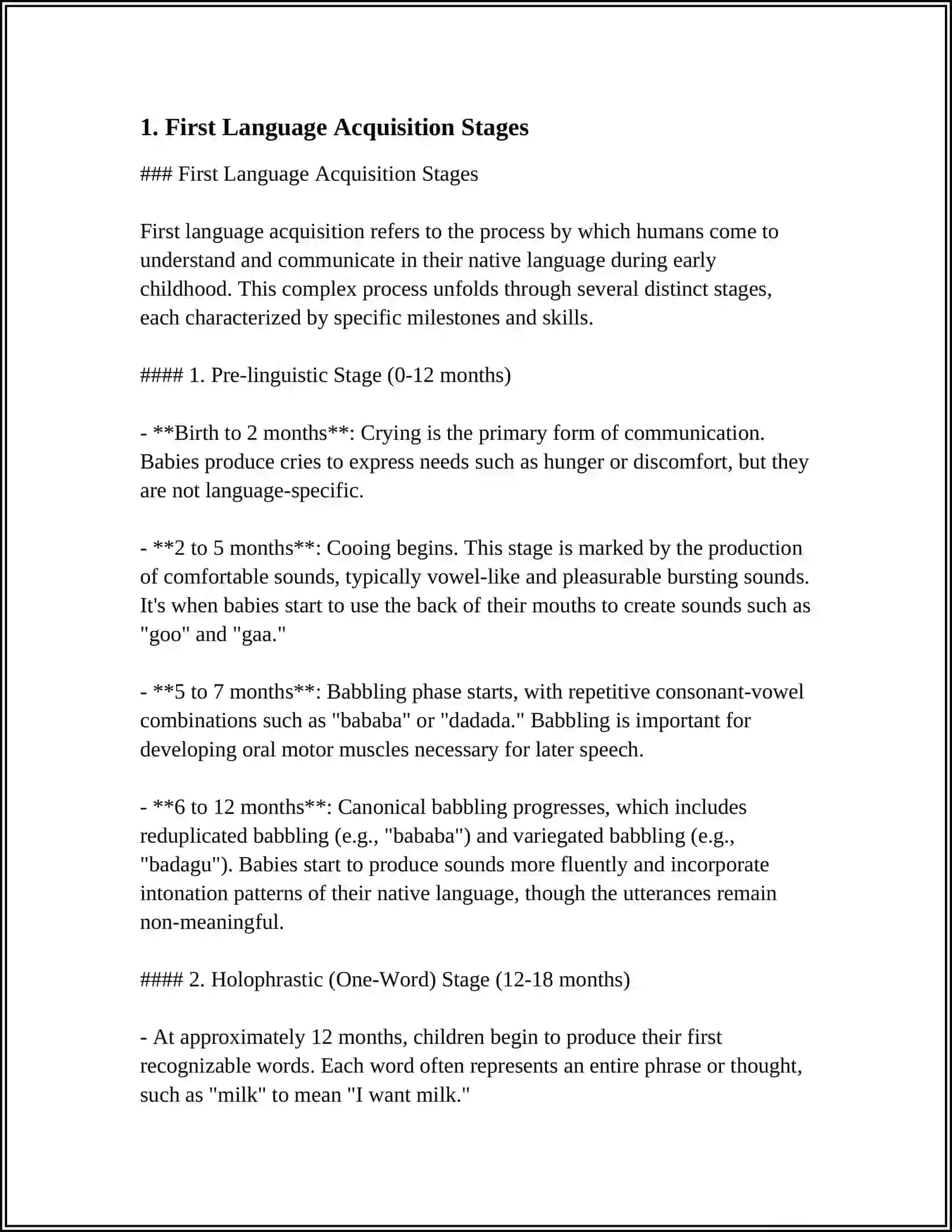 First Language Acquisition Stages 3
