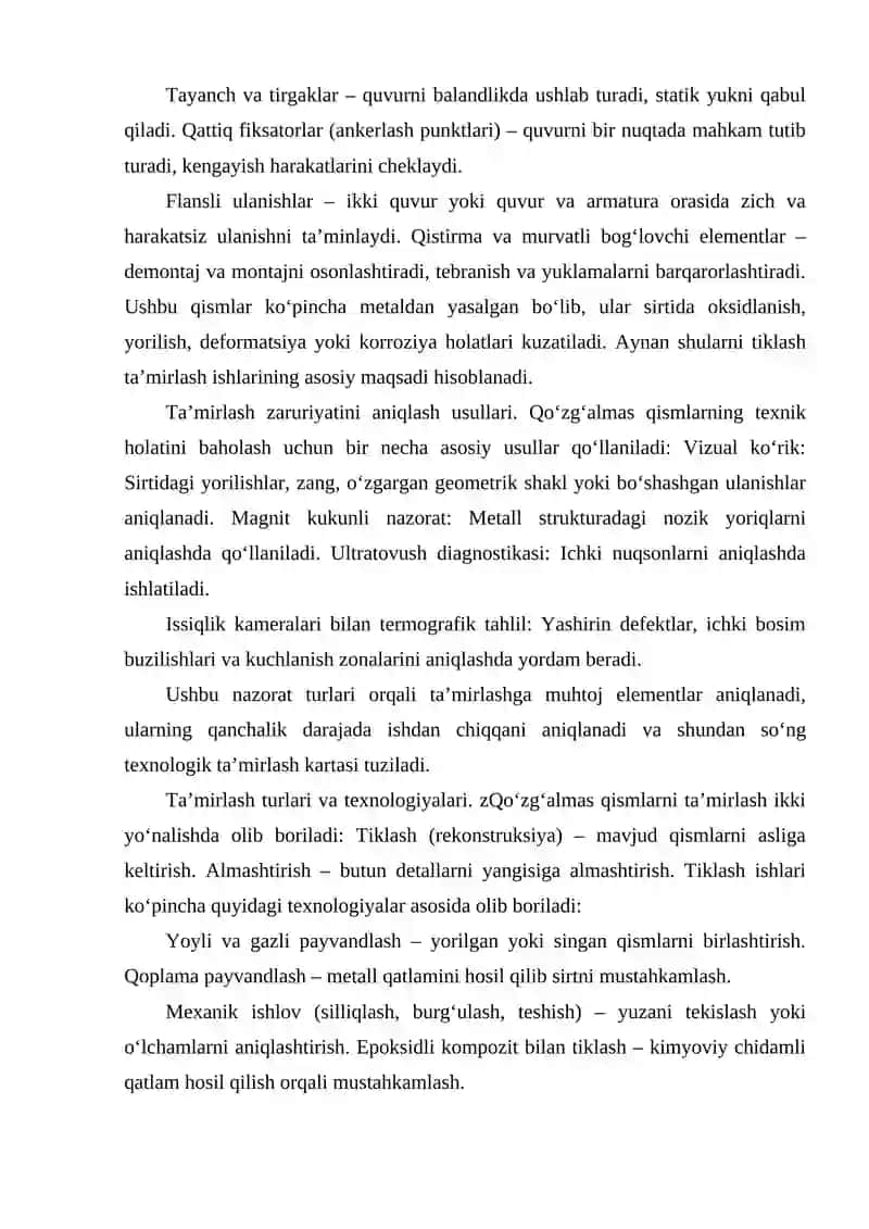 Quvurlarning qo`zg`almas qismlarini ta`mirlash 3