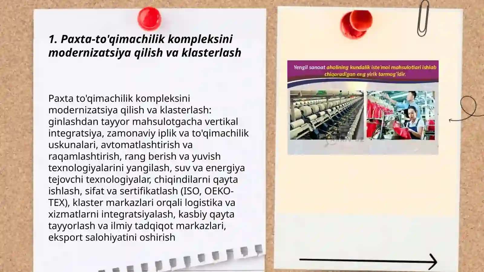 O'zbekiston Respublikasida yengil sanoatni rivojlantirish yo'nalishlari 3