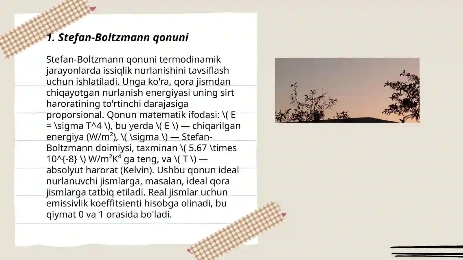 Stefan-Boltzmann qonuni 3