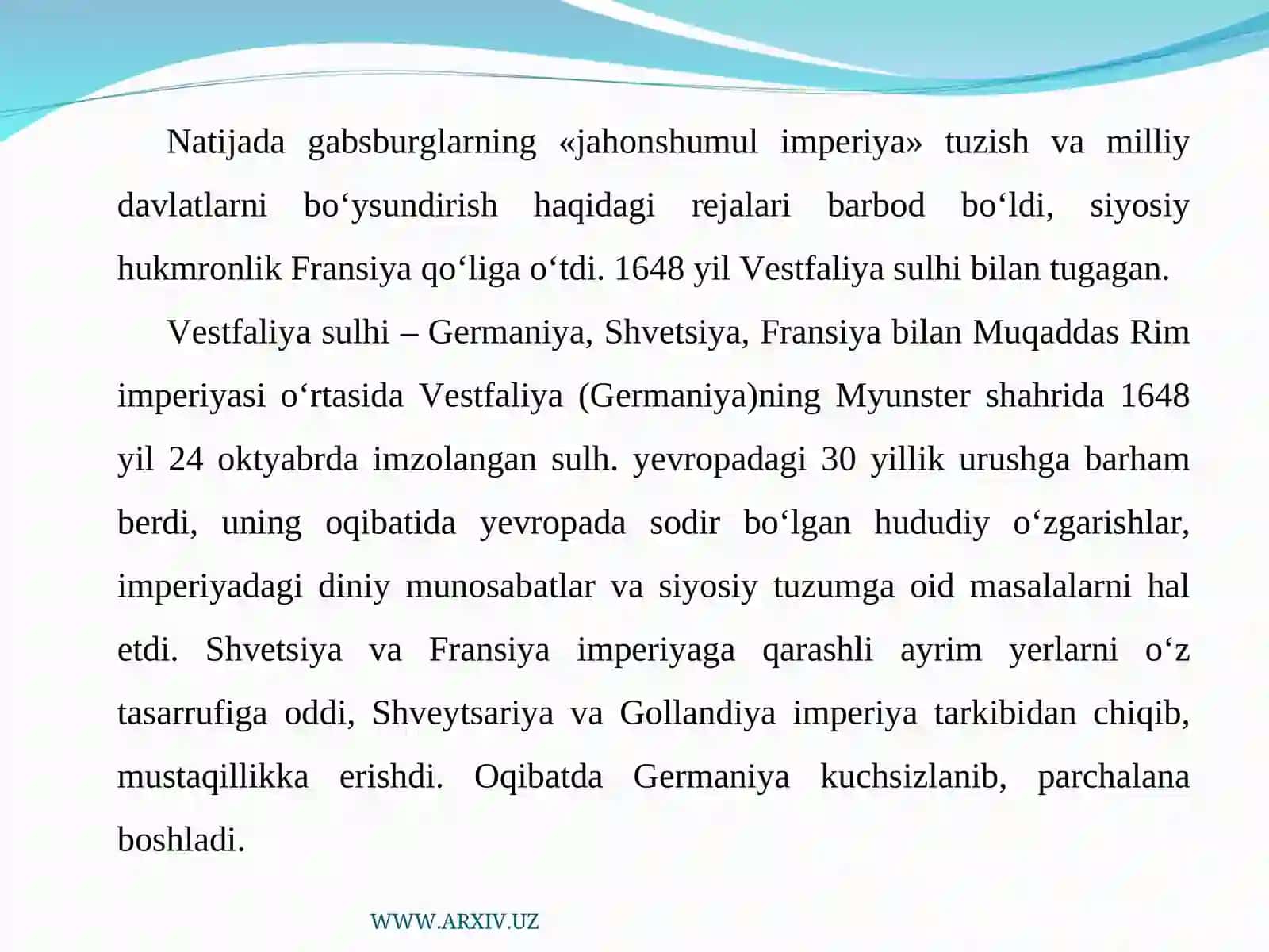 XVII–XIX asr boshlarida xalqaro munosabatlar va diplomatiya 3