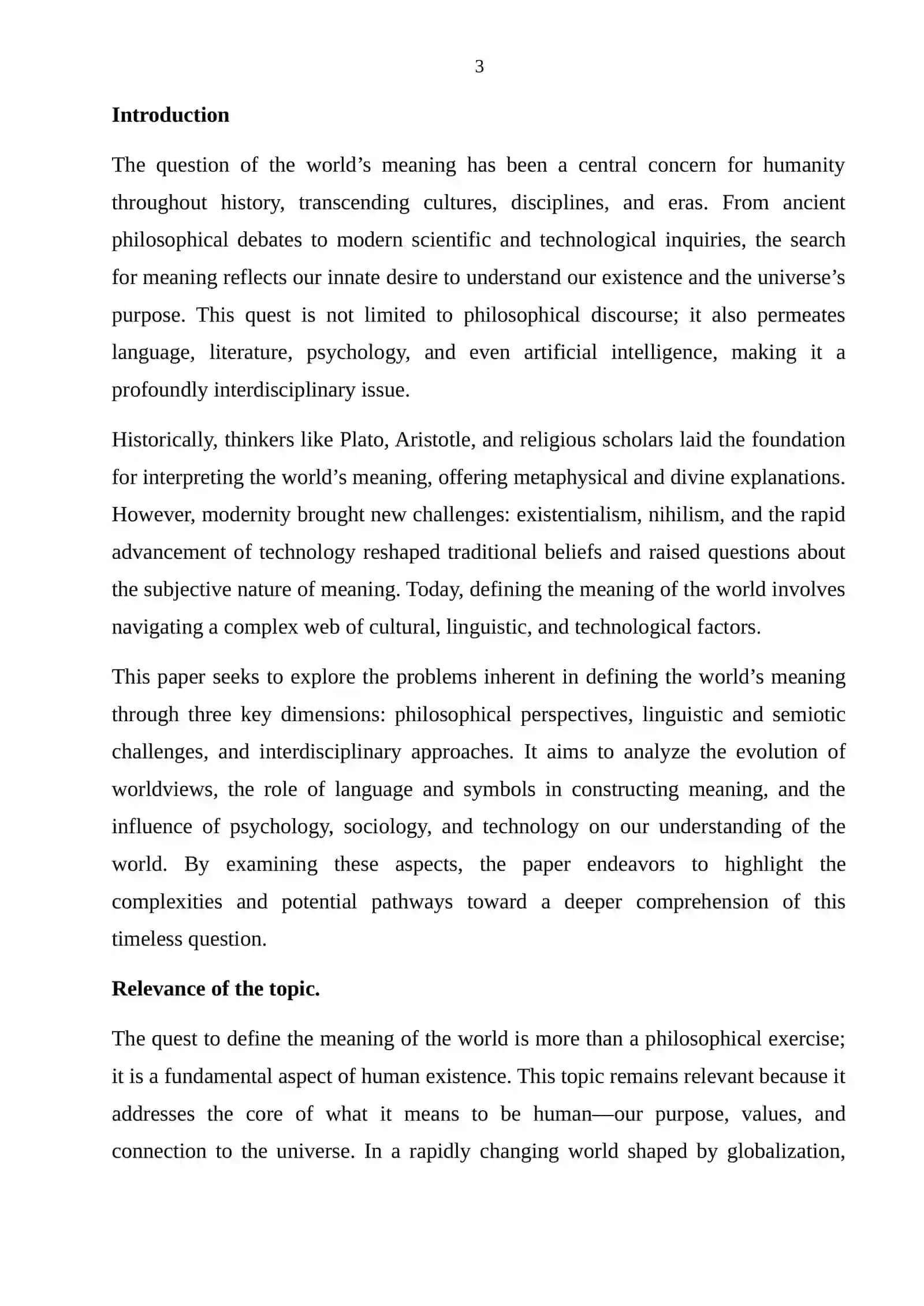 Problems of defining of the world meaning 3