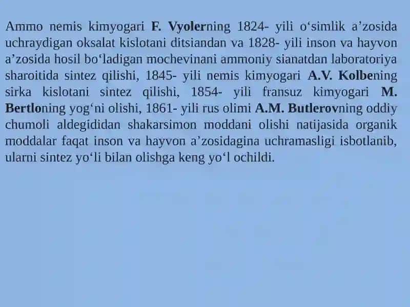 11-Amaliymashg‘ulot.Organik kimyo asoslari. Organik birikmalarning reaksion qobiliyati, organik reaksiyalarturlari. 3