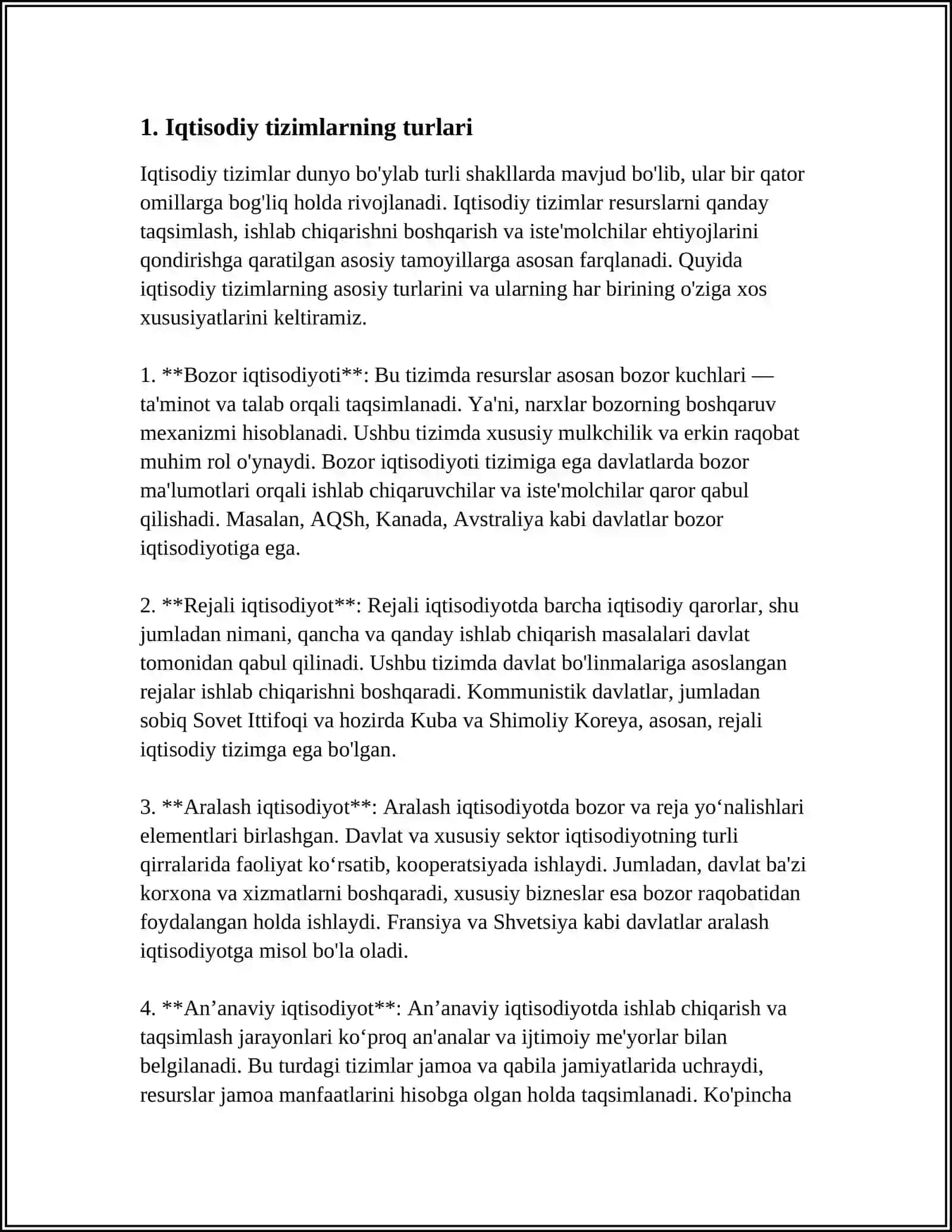 IQTISODIY TIZIM VA IQTISODIY MUNOSABATLAR 3