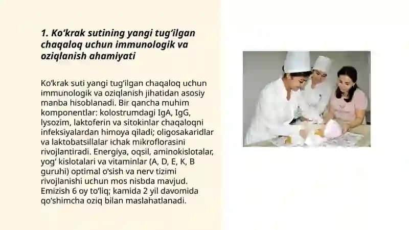 Koʻkrak Suti Bilan Emizish Ahamiyati va Uni Tahlil Qilishda Hamshiralar Oʻrni 3