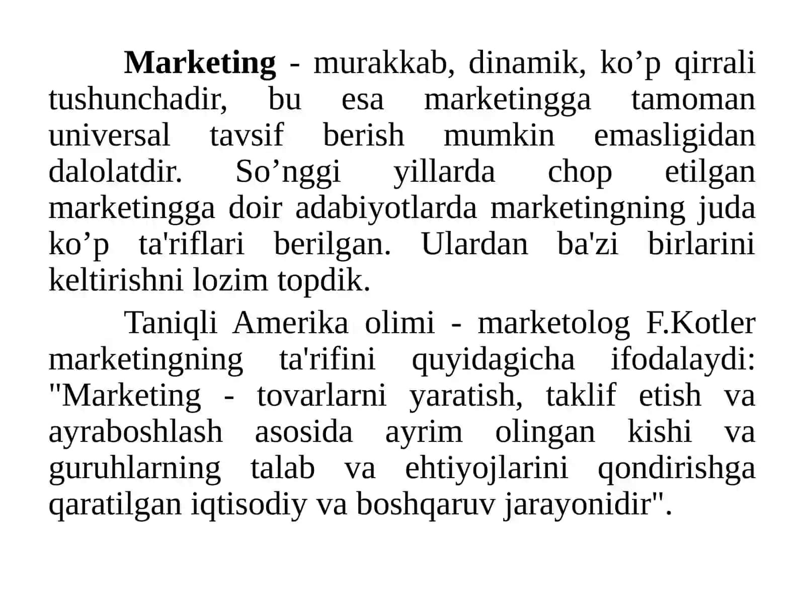 MARKETINGNING MOHIYATI, MAQSADI VA VAZIFALARI 3