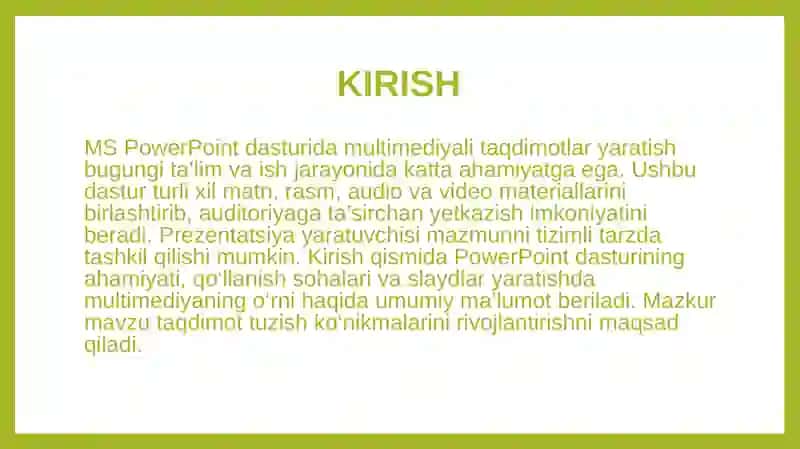 MS Power Point dasturida multimediyali taqdimotlar yaratish 3