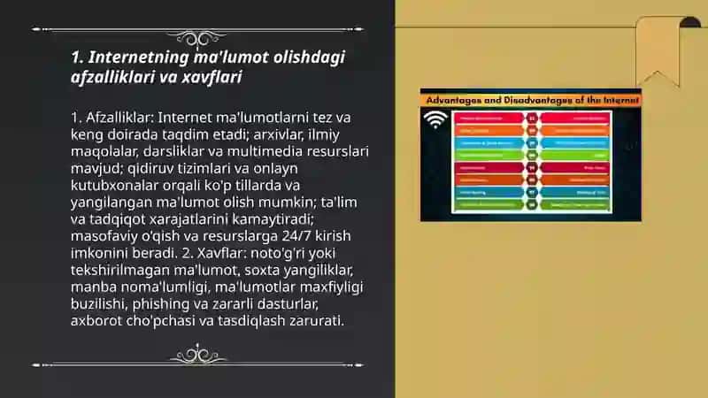 Internetning ma'lumot olishdagi afzalliklari va xavflari 3