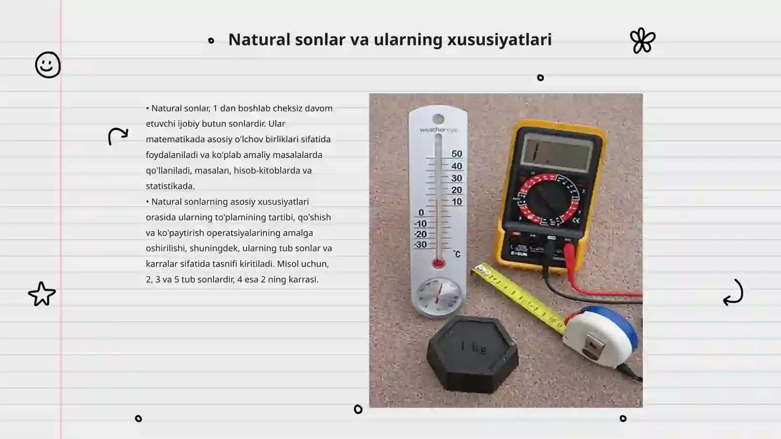 Natural sonlarni miqdorlarini oʻlchash natijasi sifatida qaralishi nazariyasini oʻrganish 3