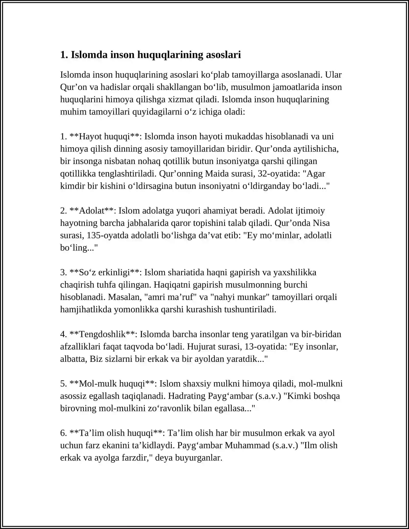 ISLOMDA INSON HUQUQLARI HIMOYASI,IJTIMOIY TENGLIK,ADOLAT VA TOLERANTLIK 3