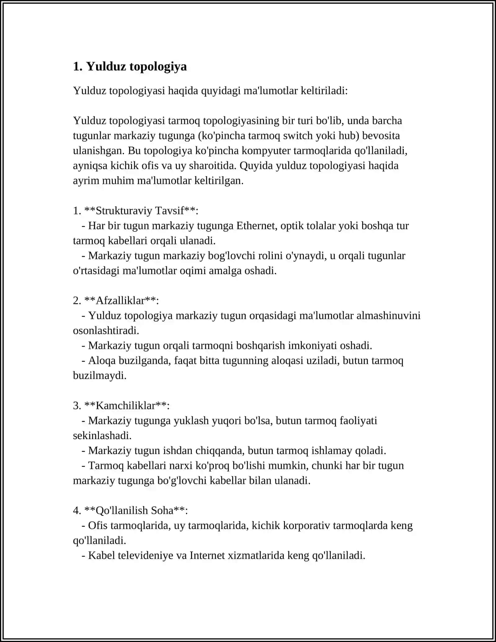 ASOSIY TARMOQ TOPOLOGIYALARI 3