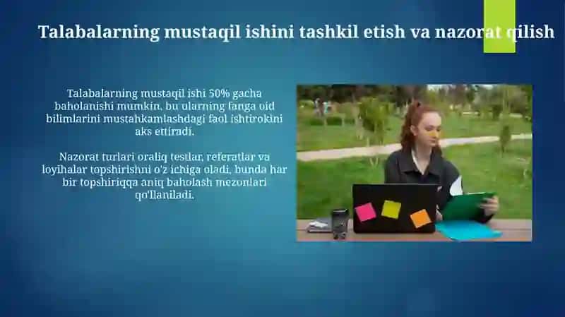 Talabalar Mustaqil Ishni Tashkil Etish va Nazorat Qilish 3