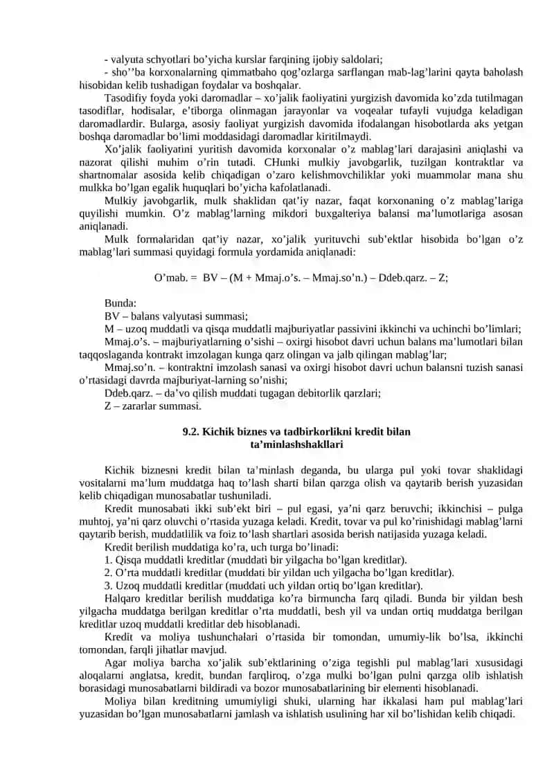 KICHIK BIZNES VA TADBIRKORLIK SUB'EKTLARINING MOLIYAVIY FAOLIYATI TAHLILI 3