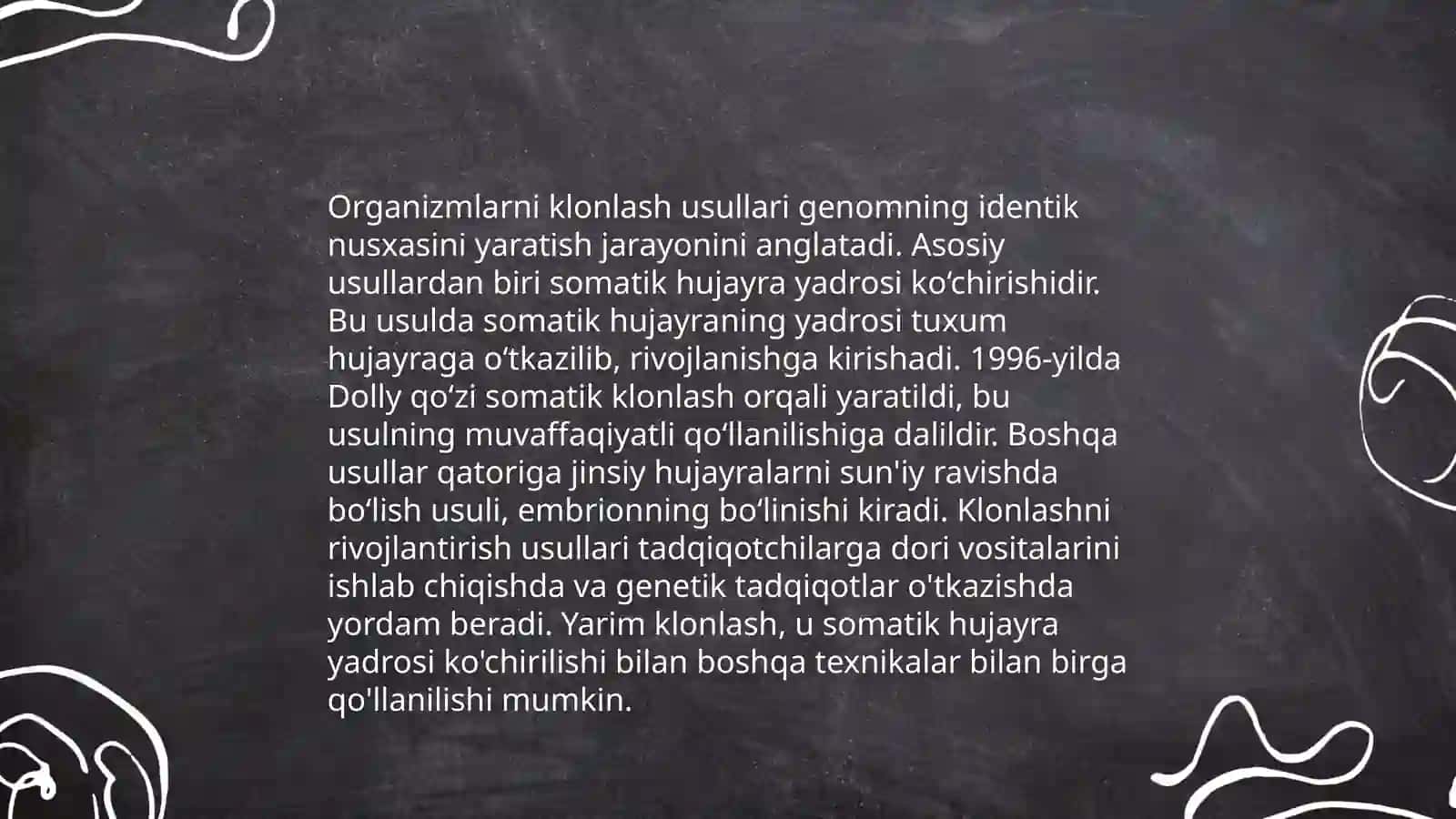 Organizmlarni klonlash va uning muommolari bo'yicha kontekst topshiriqlar tuzish va tayyorlash 3