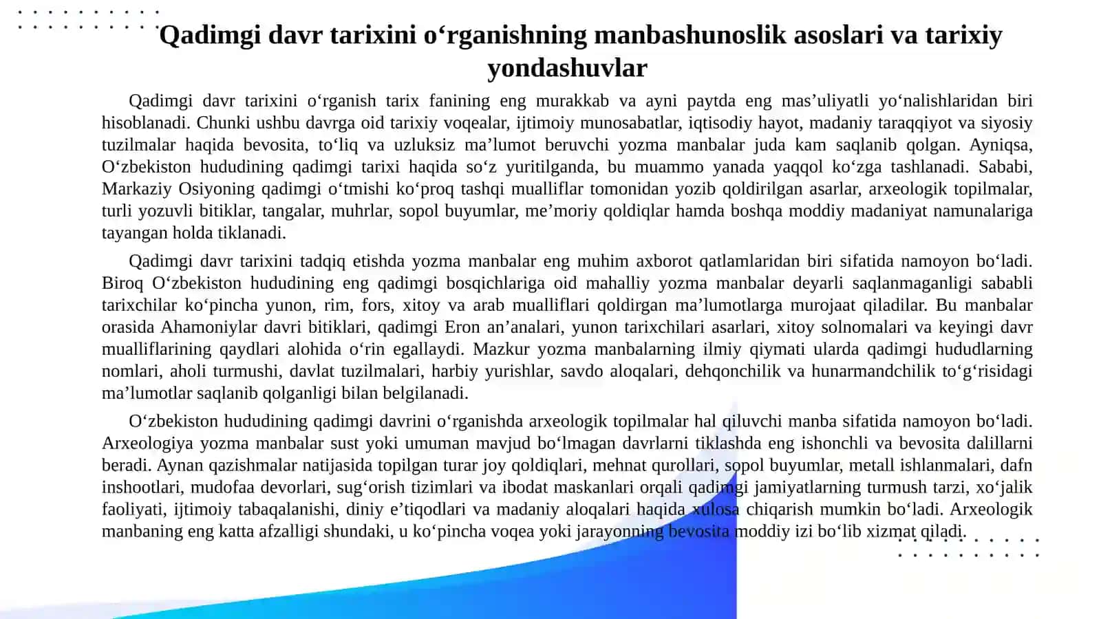 Oʻzbekistonning qadimgi davri tarixi tarixshunosliktahlili 3