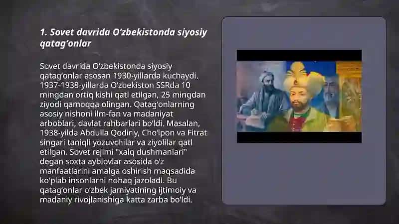 Sovet davrida Oʻzbekistonda siyosiy qatagʻonlar 3