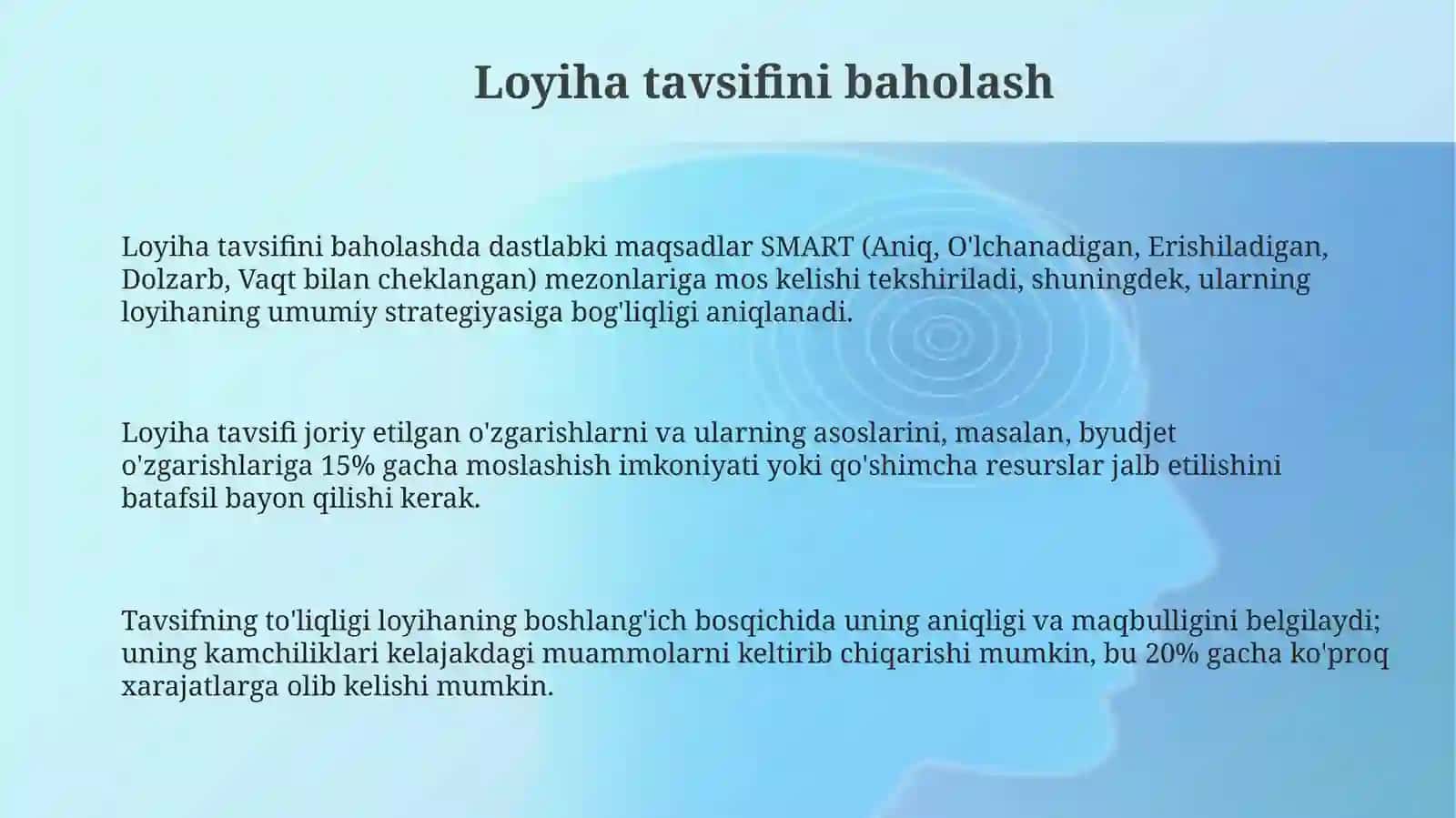 loyihani yakunlash baholash va hisobot berish 3