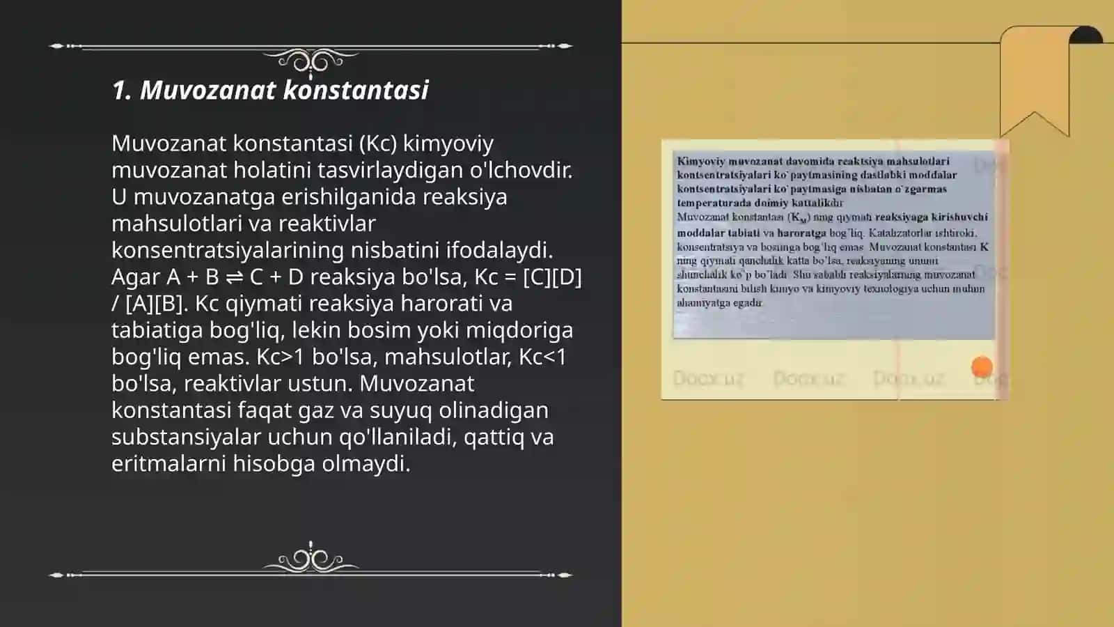 Muvozanat Konstantasi 3