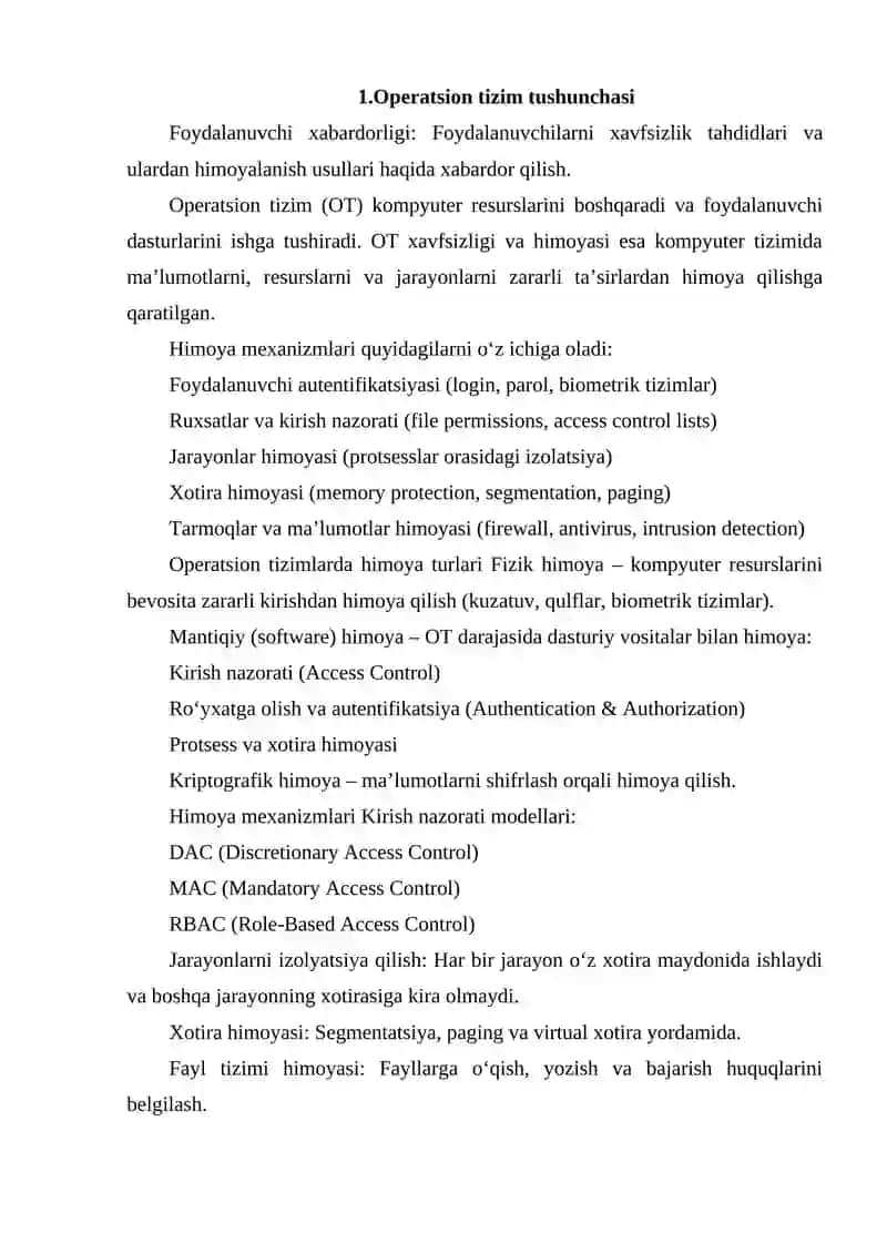 OPERATSION TIZIMLARDA HIMOYANI TASHKIL ETISH 3