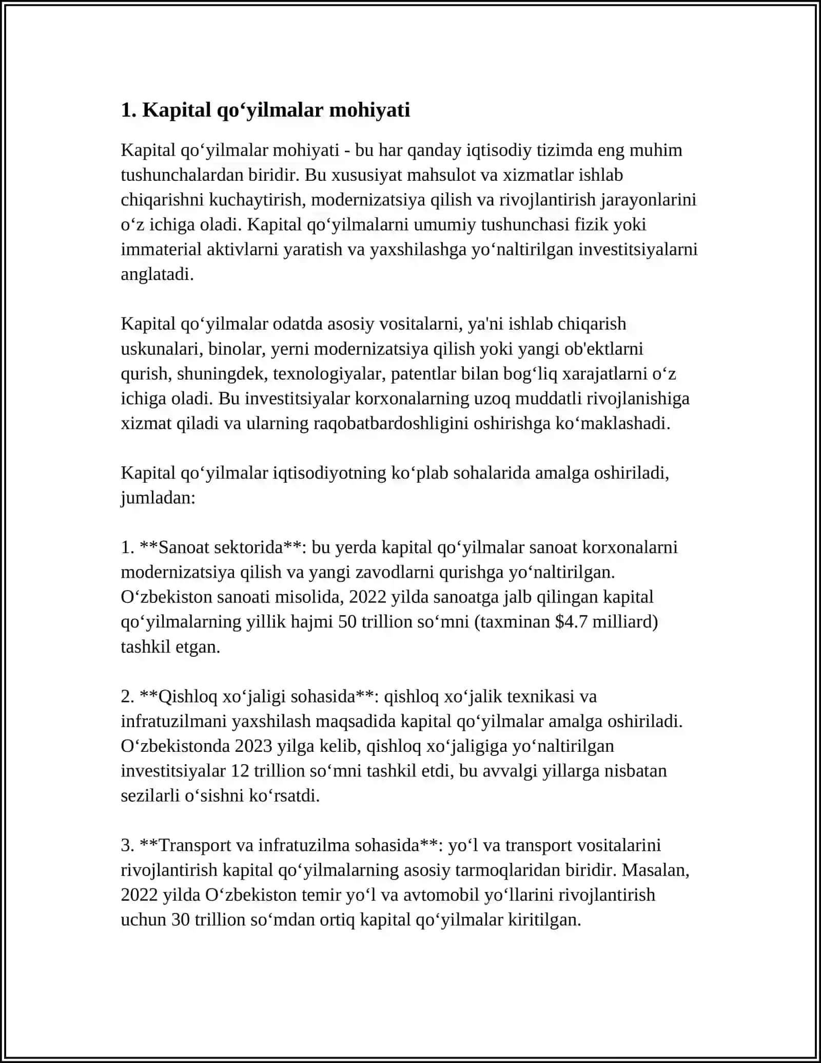 KAPITAL QOʻYILMALAR VA KAPITAL BOZORI 3